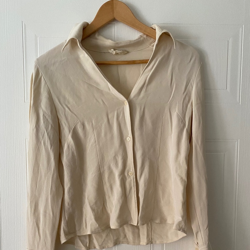 Hey Jude cream 100% silk v-neck blouse